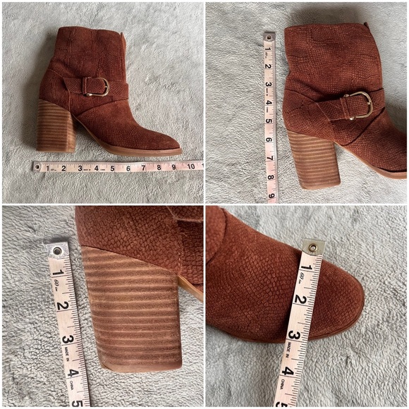Isola Lavoy Suede Moto Buckle Stacked Heel Ankle Boot Bootie Cocoa Brown Sz 6 - Picture 14 of 14